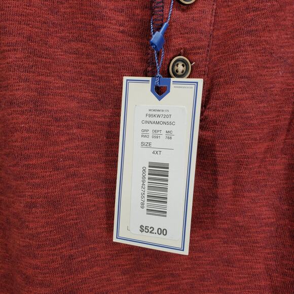 ROWM New Men's Cinnamon Cotton Pullover Long Sleeve Henly Shirt Size 4XT - Picture 10 of 13